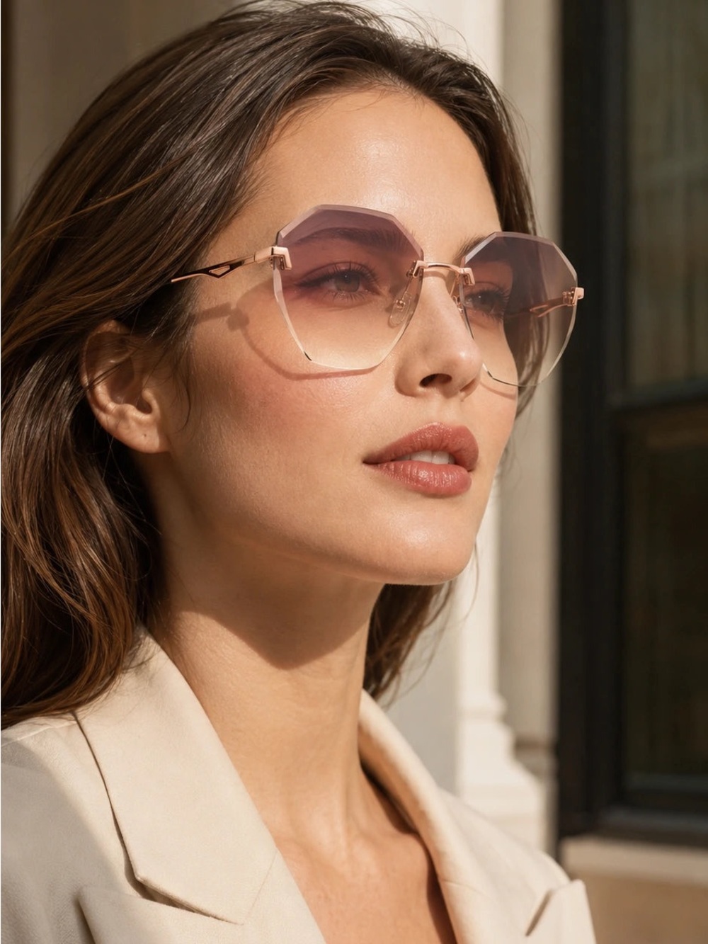 Boutique Glow Rimless Photochromic Gradient Sunglasses